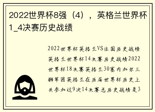 2022世界杯8强（4），英格兰世界杯1_4决赛历史战绩