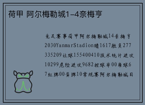 荷甲 阿尔梅勒城1-4奈梅亨